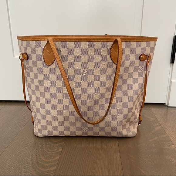 Louis Vuitton NEVERFULL MM Shoulder Bag, Damier Azur Print - Picture 4 of 16